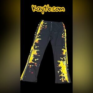 Black and Yellow Abstract Print Pants